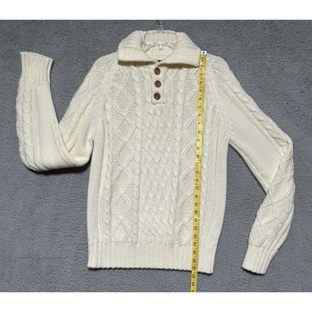 Vintage Sweater Emporium White Ivory Cream Cable Knit Fisherman Chunky Cozy - Picture 7 of 13